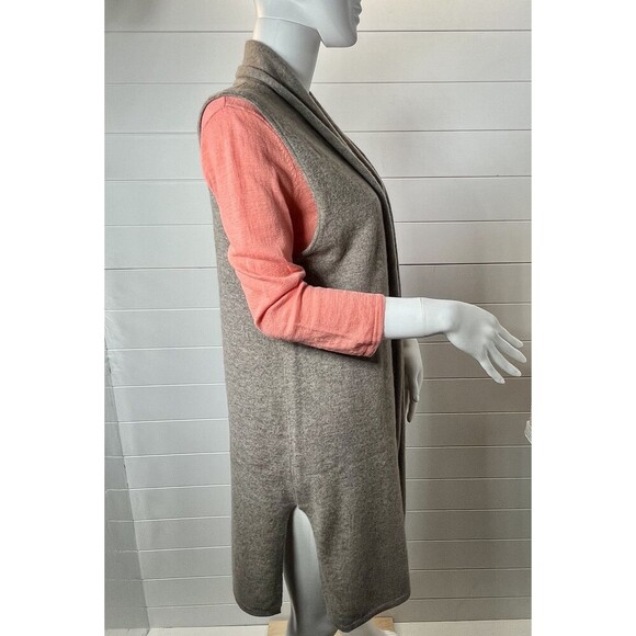 Max Studio Tan 100% Cashmere Shawl Collared Open Cardigan Sweater Size L - Picture 3 of 12